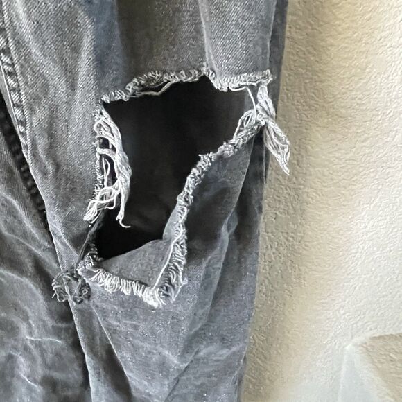 We The Free People Overalls Womens Small Black Denim Distressed Ripped Grunge - Picture 8 of 15